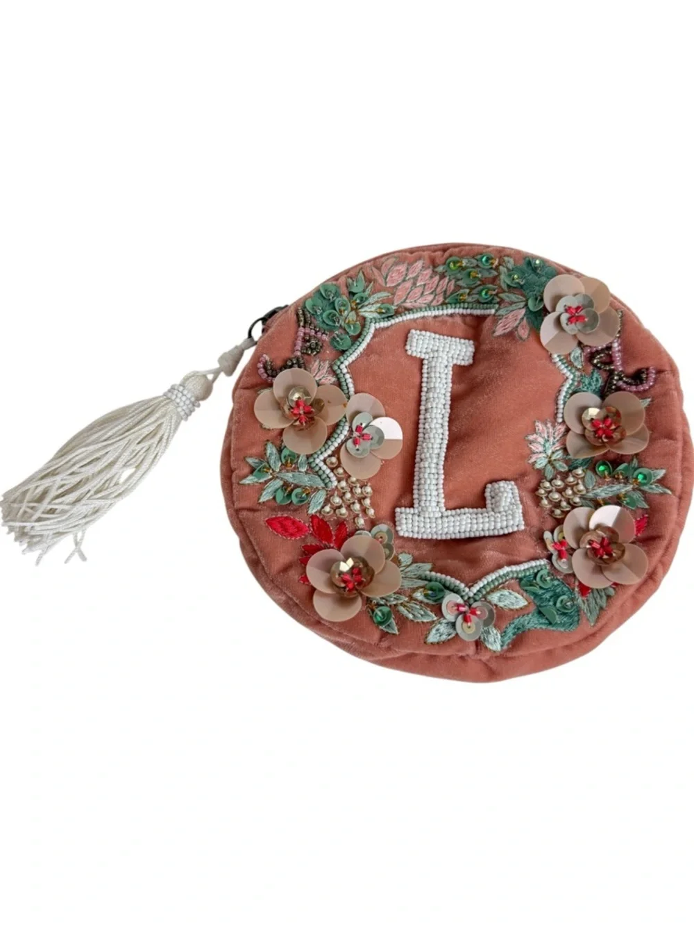 Anthropologie Anna Harlow Russo L Embellished Monogram Pouch - Picture 1 of 5
